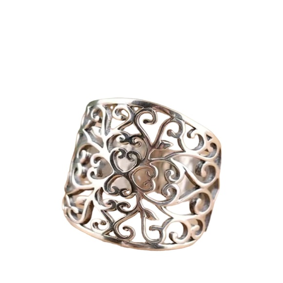 Boho Style Silver Plated Wide Design Ring - Picture 4 of 6